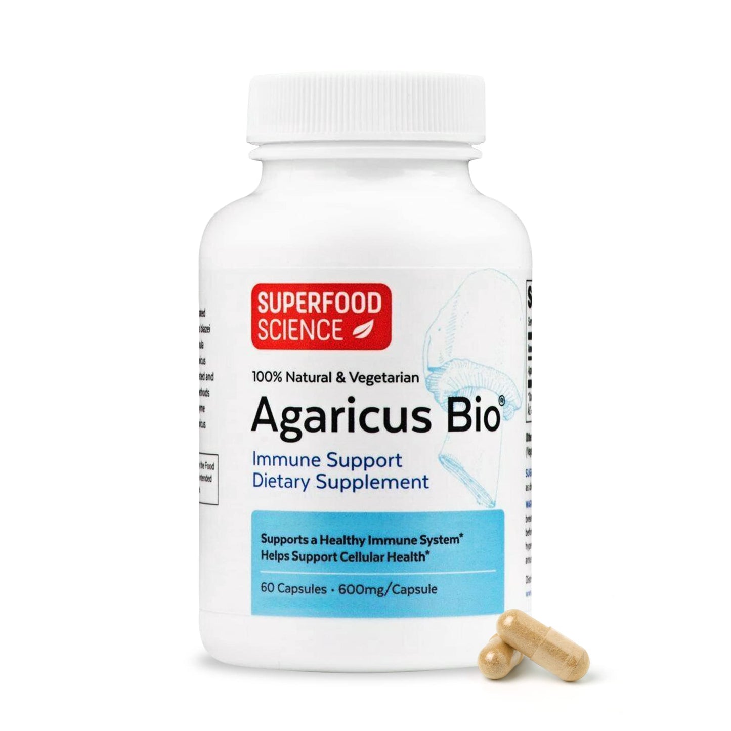 Superfood Science Agaricus Bio 600 mg Capsule 60 Count