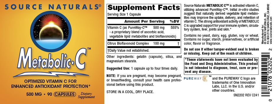 Source Naturals Metabolic C 500 mg Capsules 90 Count