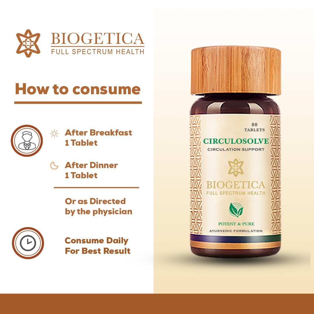 Biogetica Circulosolve Natural Heart Wellness Supplement - Ayurvedic Arjuna & Guggul Blend Capsule 80 Count