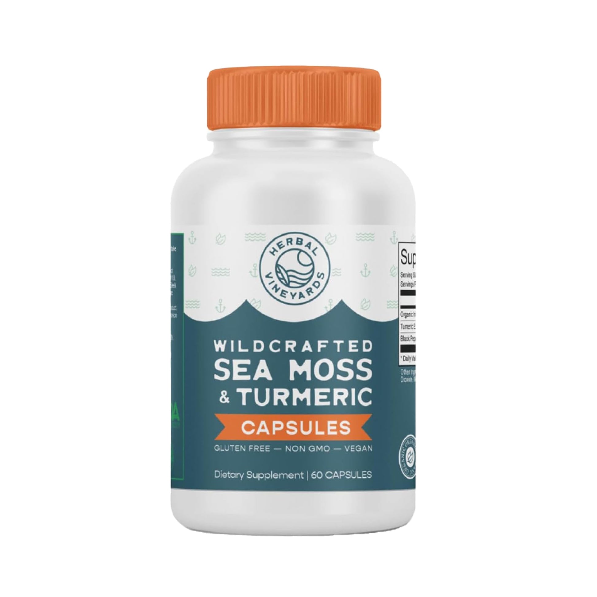 Herbal Vineyards Organic Wildcrafted Sea Moss and Turmeric 60 Capsules