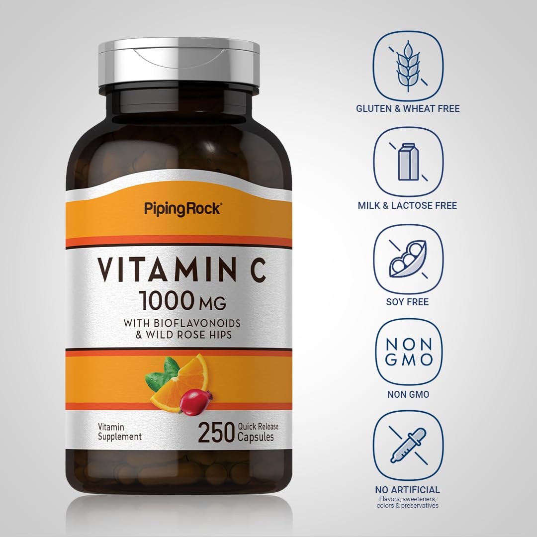 Piping Rock Vitamin C 1000mg Capsules, 250 Count