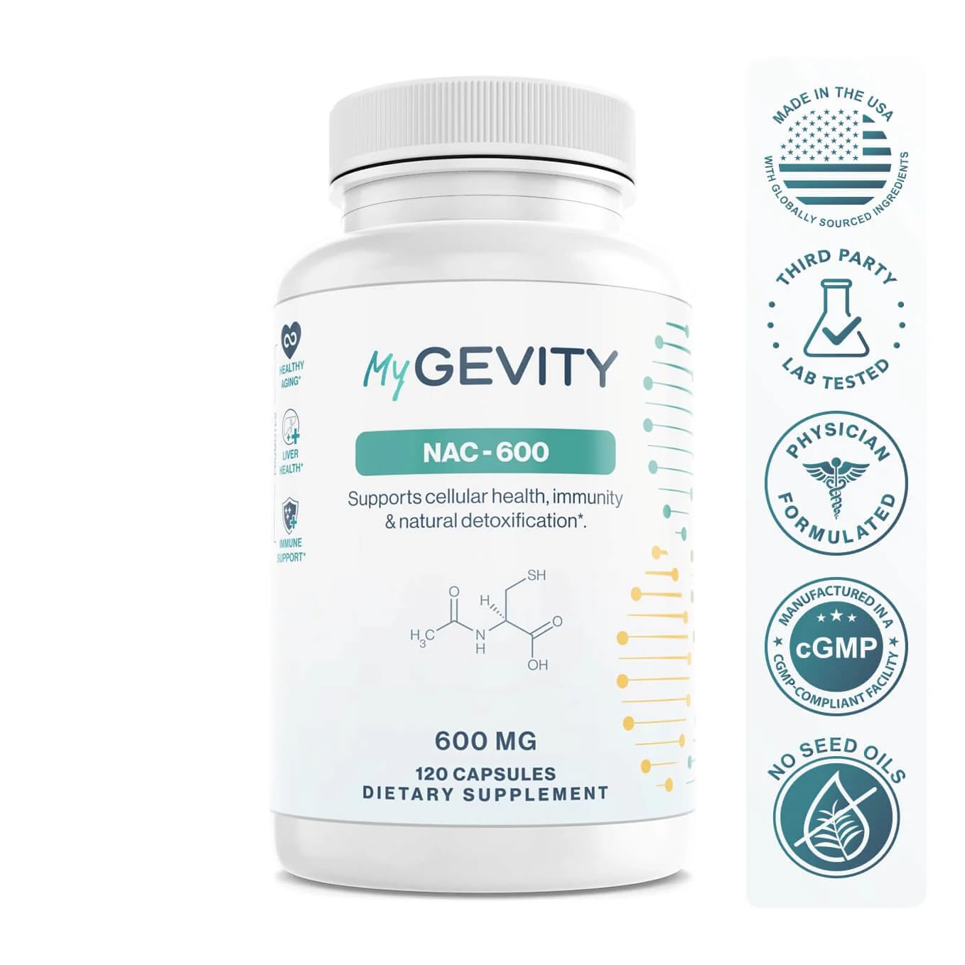 MyGevity N-Acetyl Cysteine 600mg, 120 Capsules
