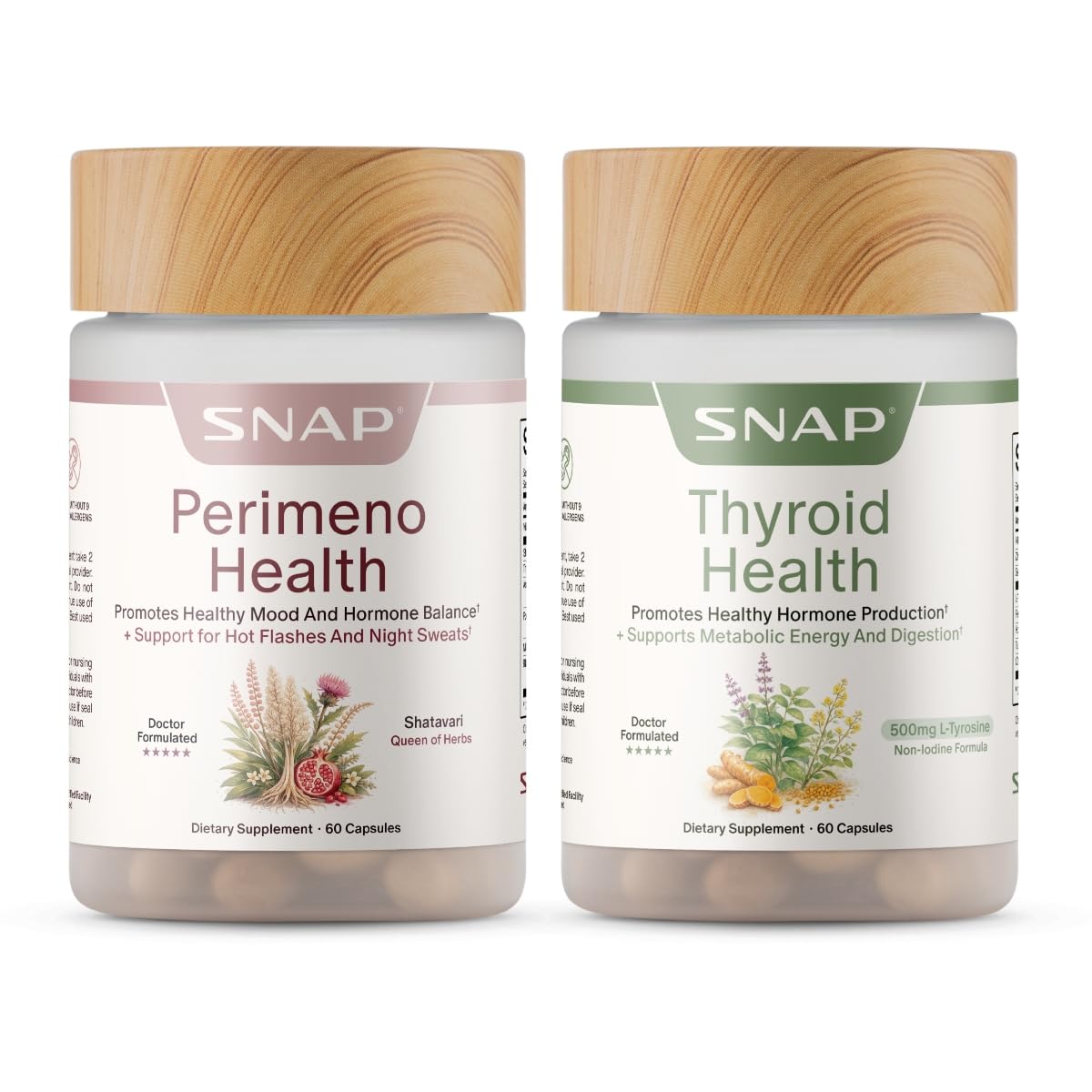 Snap Supplements Perimeno & Thyroid Health Bundle, 120 Capsules