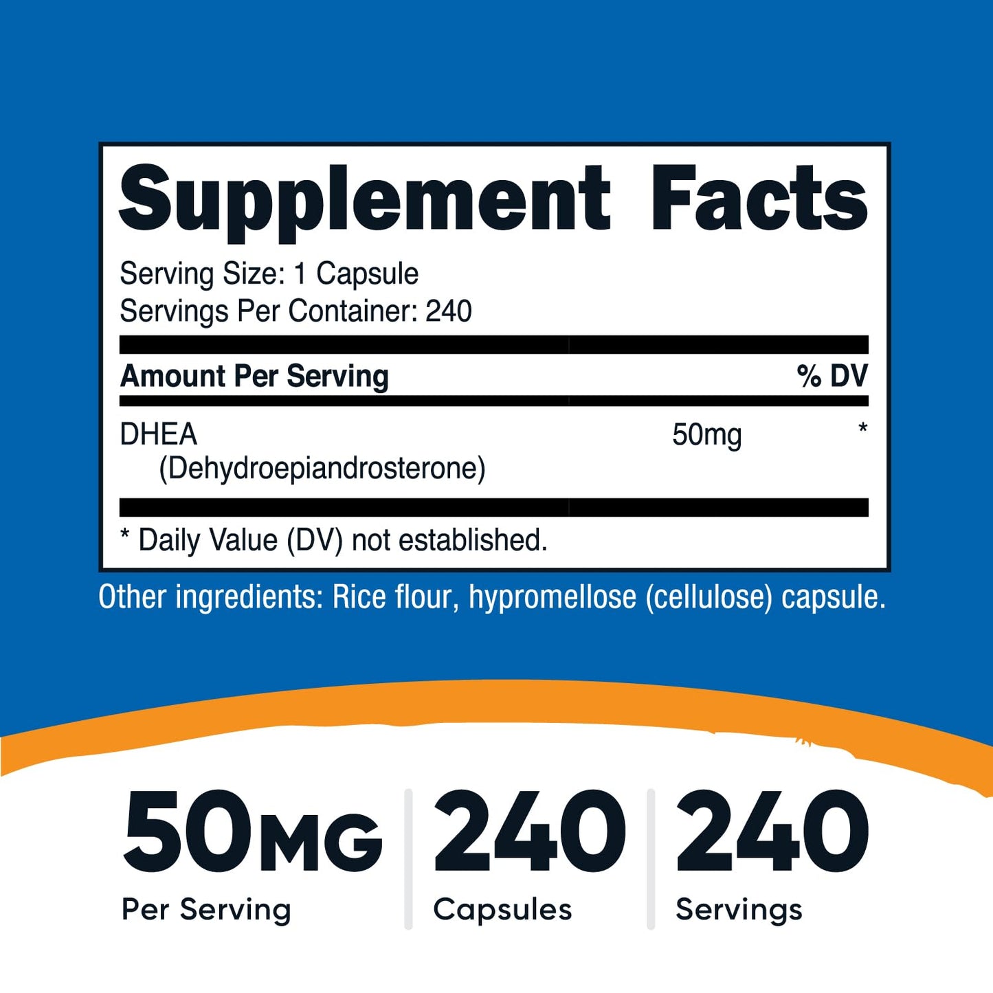 Nutricost DHEA 50mg Capsule 240 Count