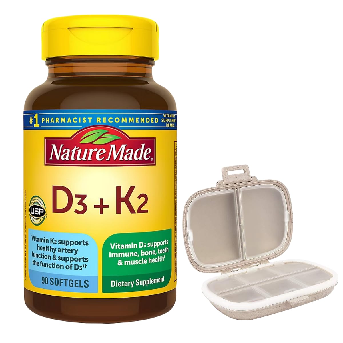 Nature Made Vitamin D3 K2, 5000 IU (125 mcg) Vitamin D, 90 Softgels
