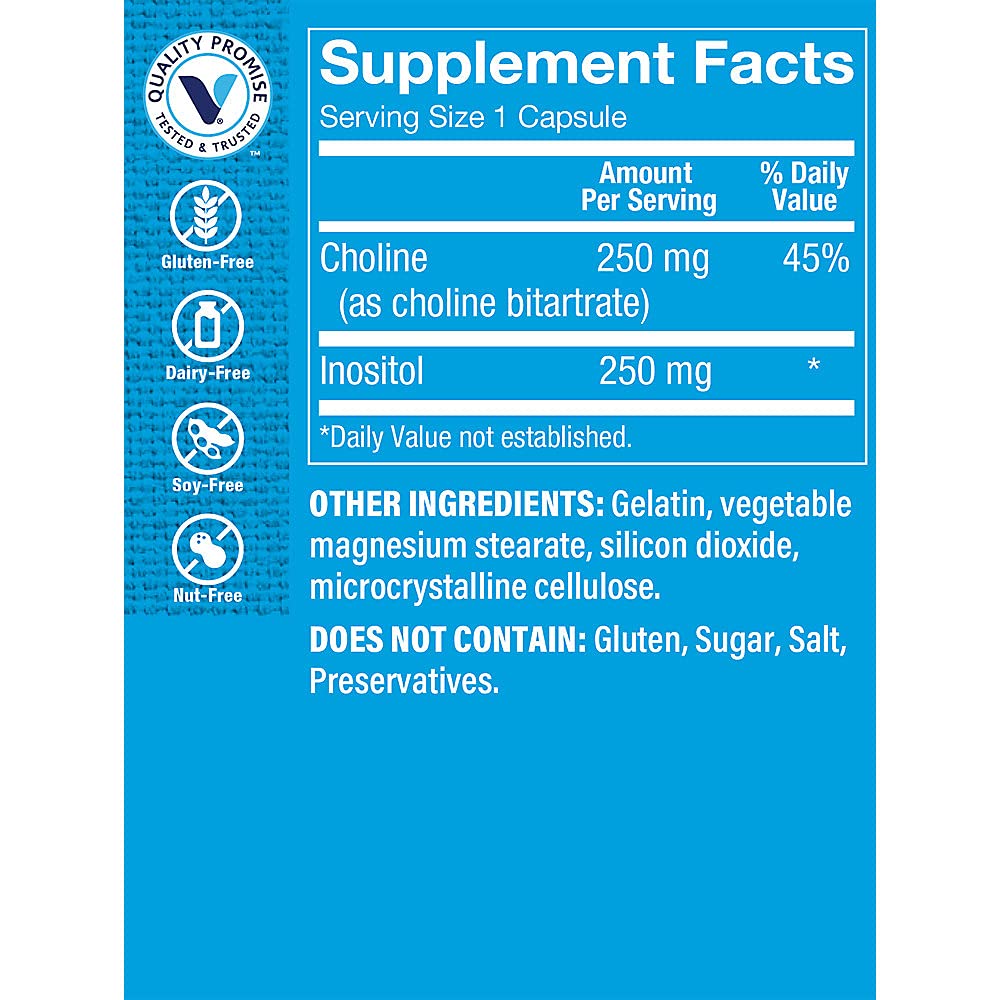 The Vitamin Shoppe Choline Inositol 500MG Capsule, 300 Count