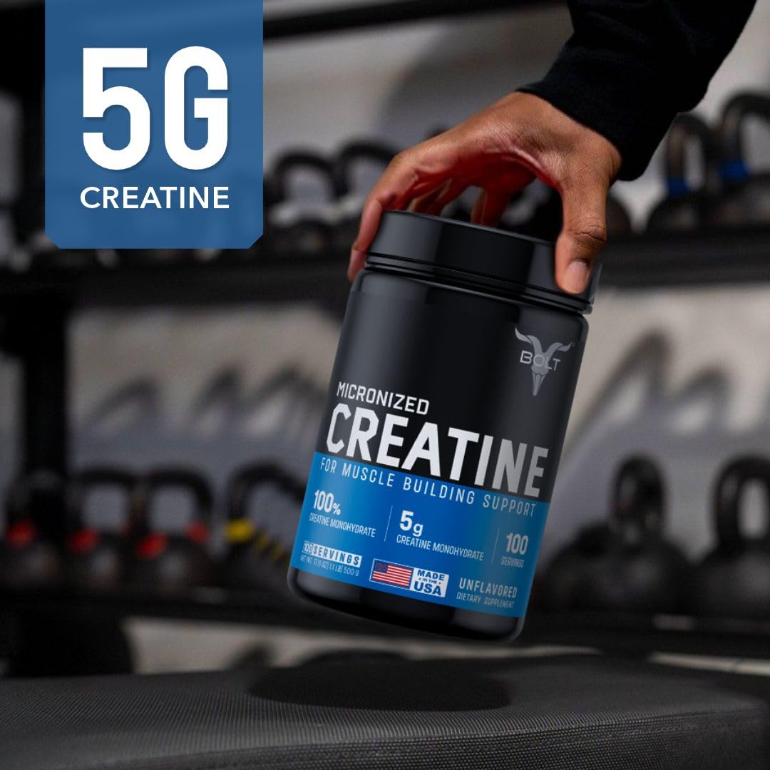 Bolt Nutrition Micronized Creatine Monohydrate Powder 17.6 oz