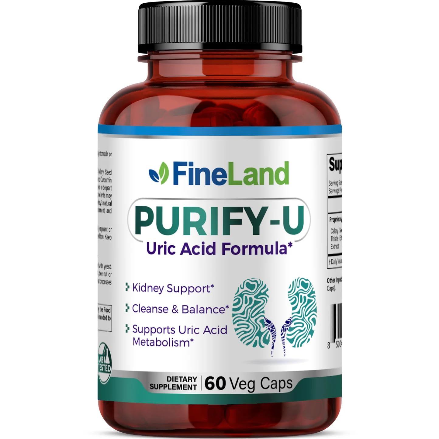 FineLand Purify-U 1,400mg Complex - with Celery Seed, Tart Cherry, Milk Thistle and Curcumin Capsules, 60 Count