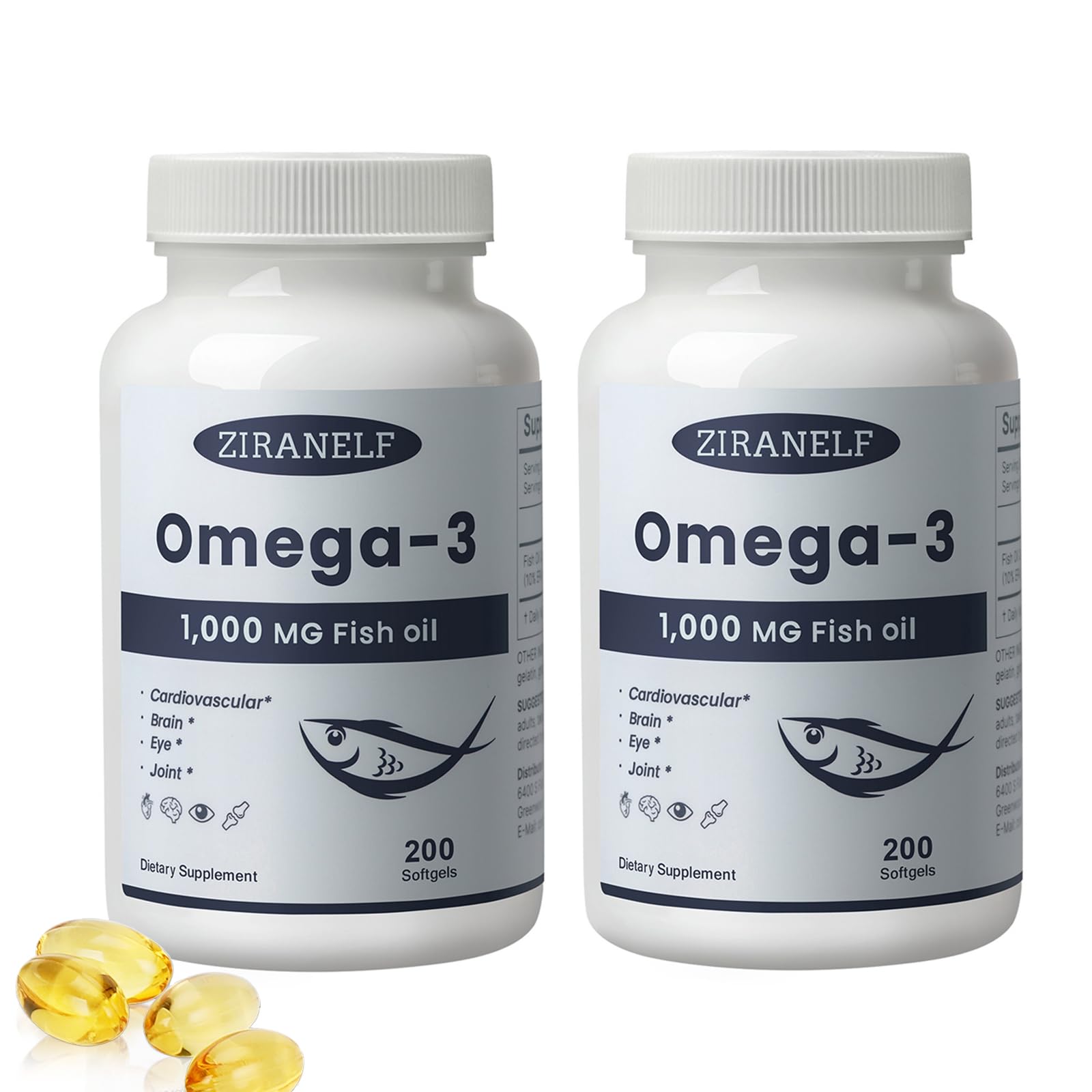 ZiranElf Omega 3 Fish Oil Concentrate Supplement Softgels 400