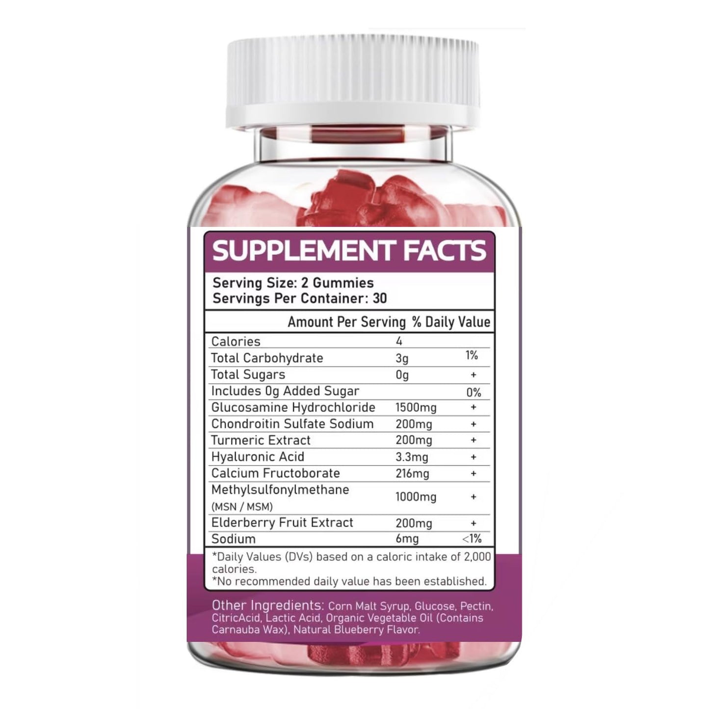 Putaojun Glucosamine Chondroitin Gummies Extra Strength with MSM & Elderberry, 120 Gummies