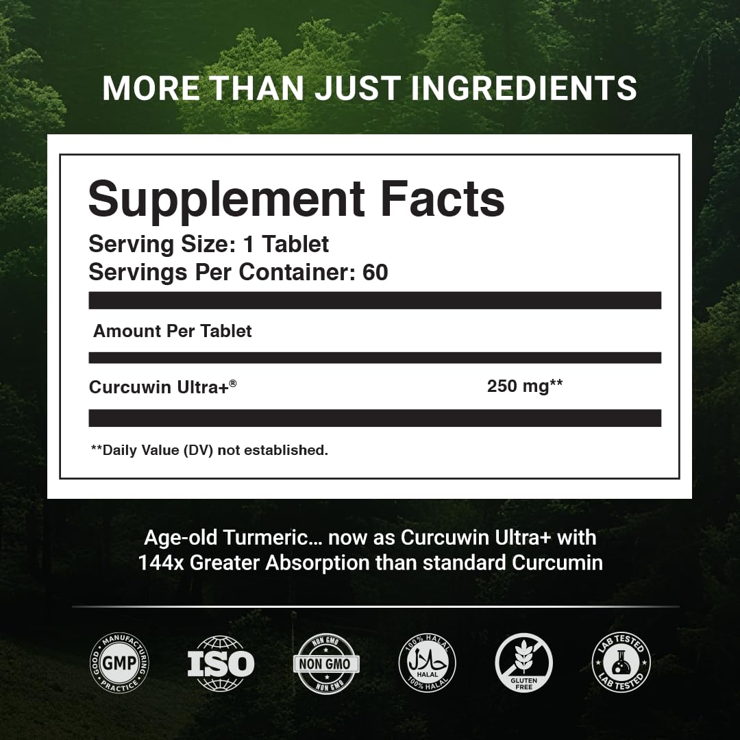 The Wellness Project Turmeric Curcumin with Curcuwin Ultra+ 250mg, 60 Tablets