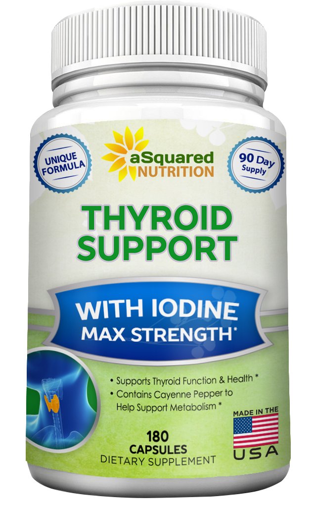 aSquared Nutrition Premium Thyroid Support Supplement with Iodine Capsule 180 Count