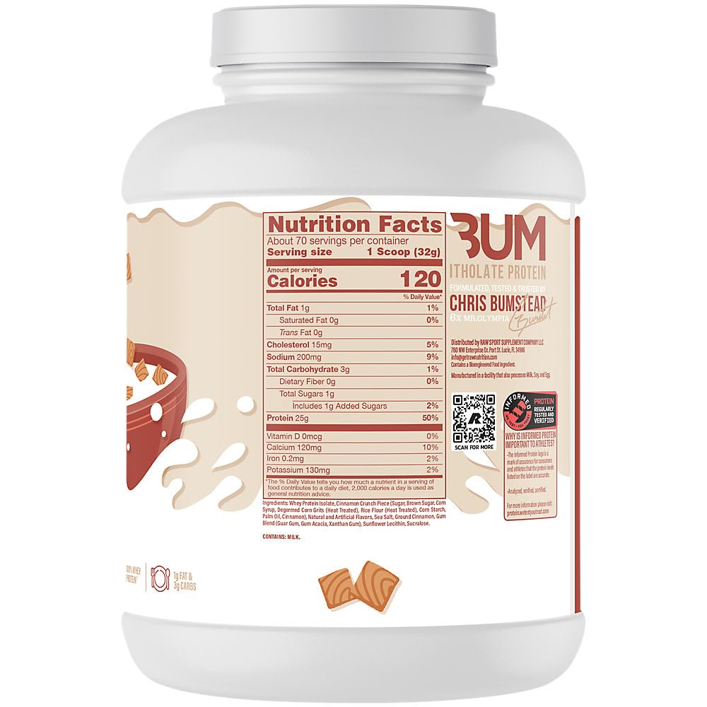 RAW Itholate Protein Powder Cinnamon Crunch Cereal, 80 Servings