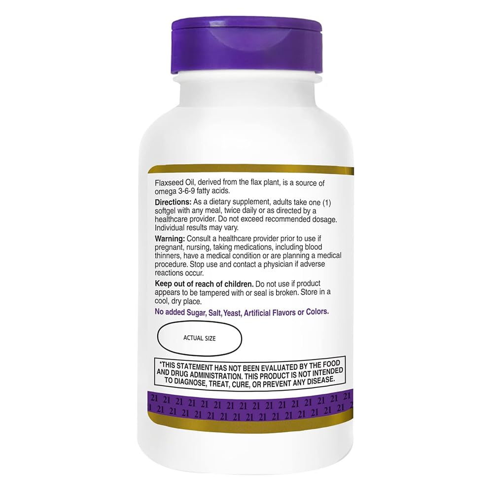 21st Century Flaxseed Oil 1000mg Softgels, 120 Count