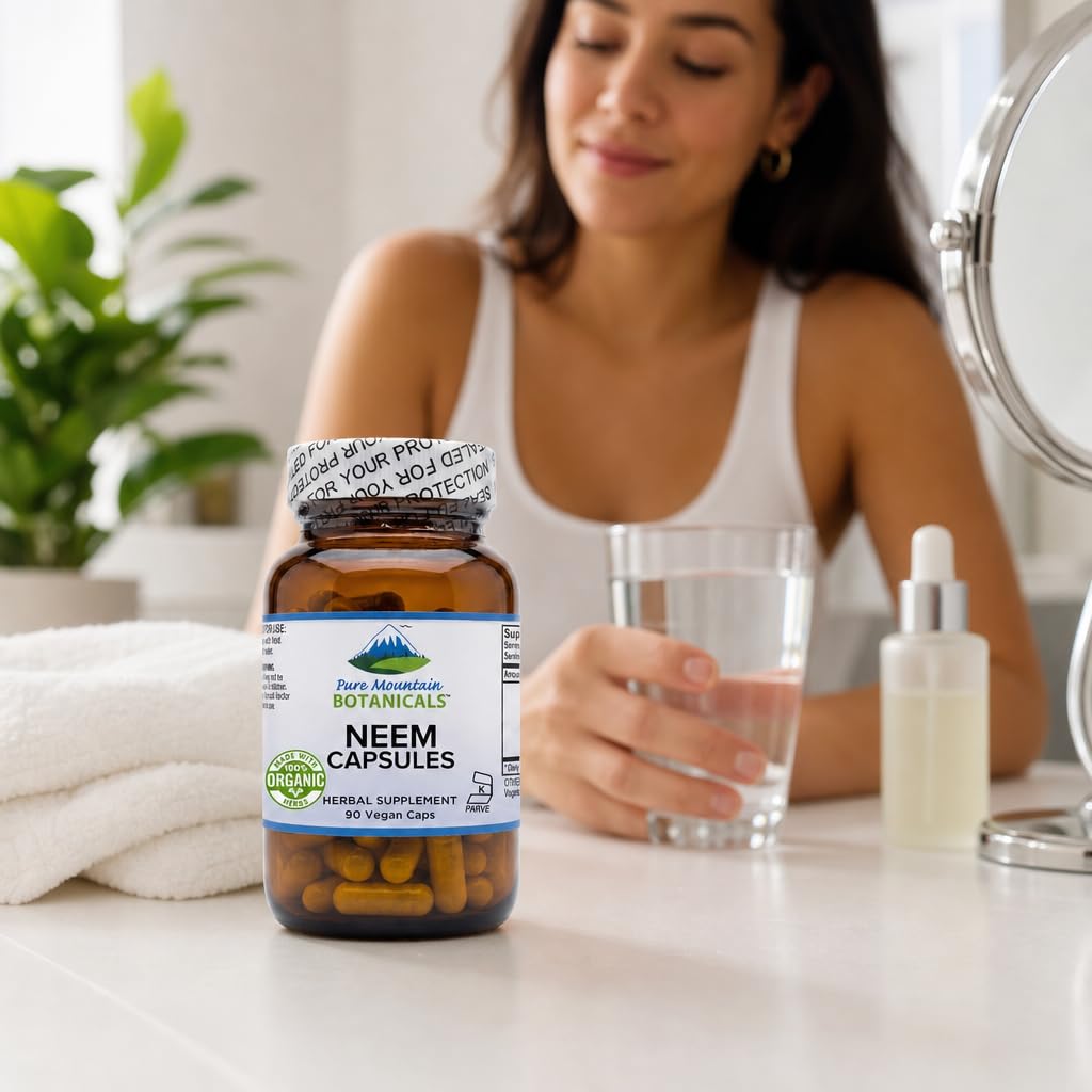 Pure Mountain Botanicals Neem 500mg Capsules, 90 Count