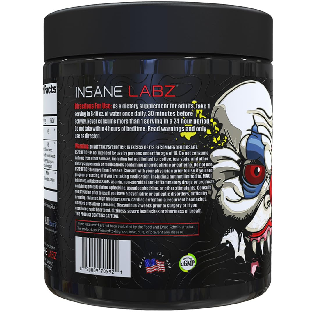 Insane Labz Psychotic Xtreme Pre Workout Powder, 9.2 Ounce