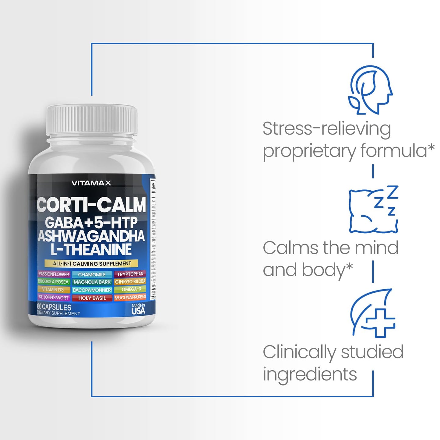 Vitamax Corti-Calm Cortisol Supplement Capsules 60