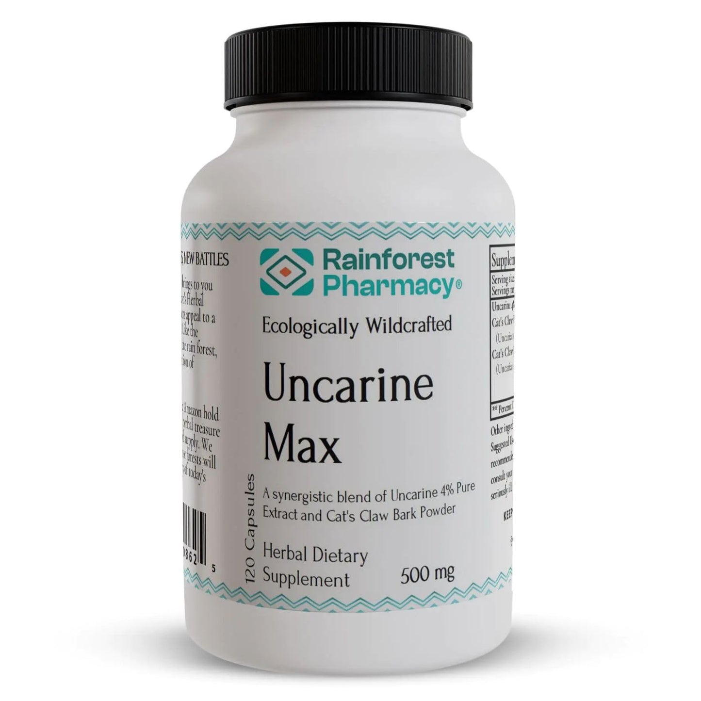 Rainforest Pharmacy Uncarine Max Cat's Claw 500mg, 120 Capsules