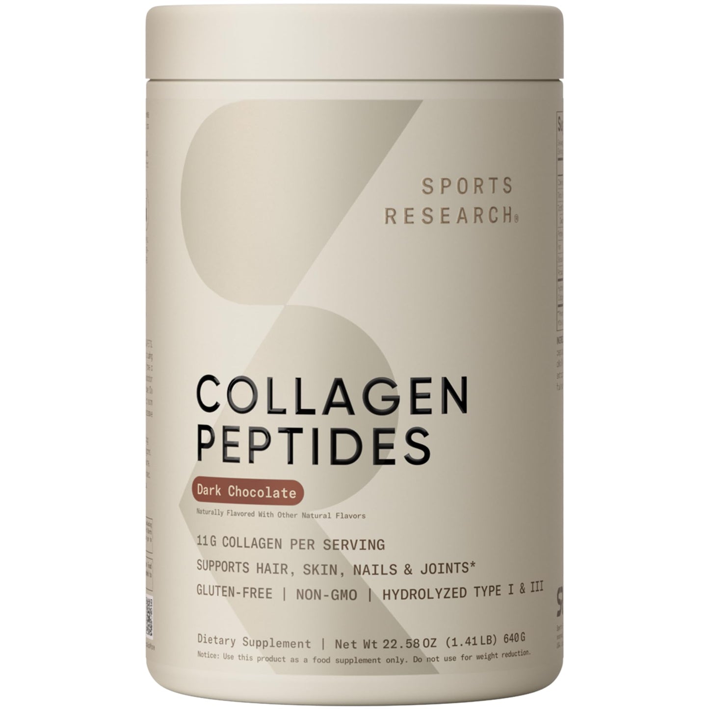 Sports Research Collagen Peptides Protein Powder, Dark Chocolate 22.58 oz