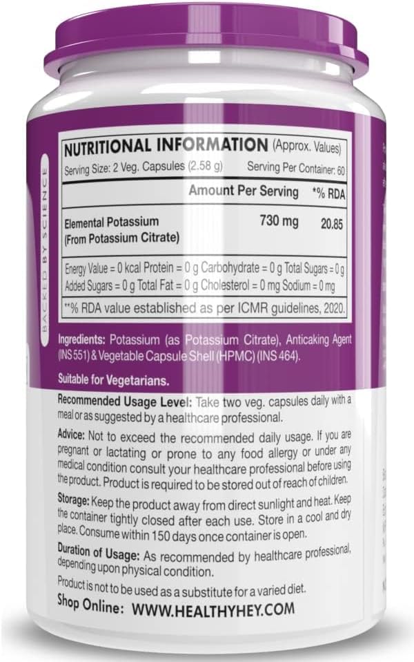 Generic Potassium Citrate 730mg Capsules, 120 Count