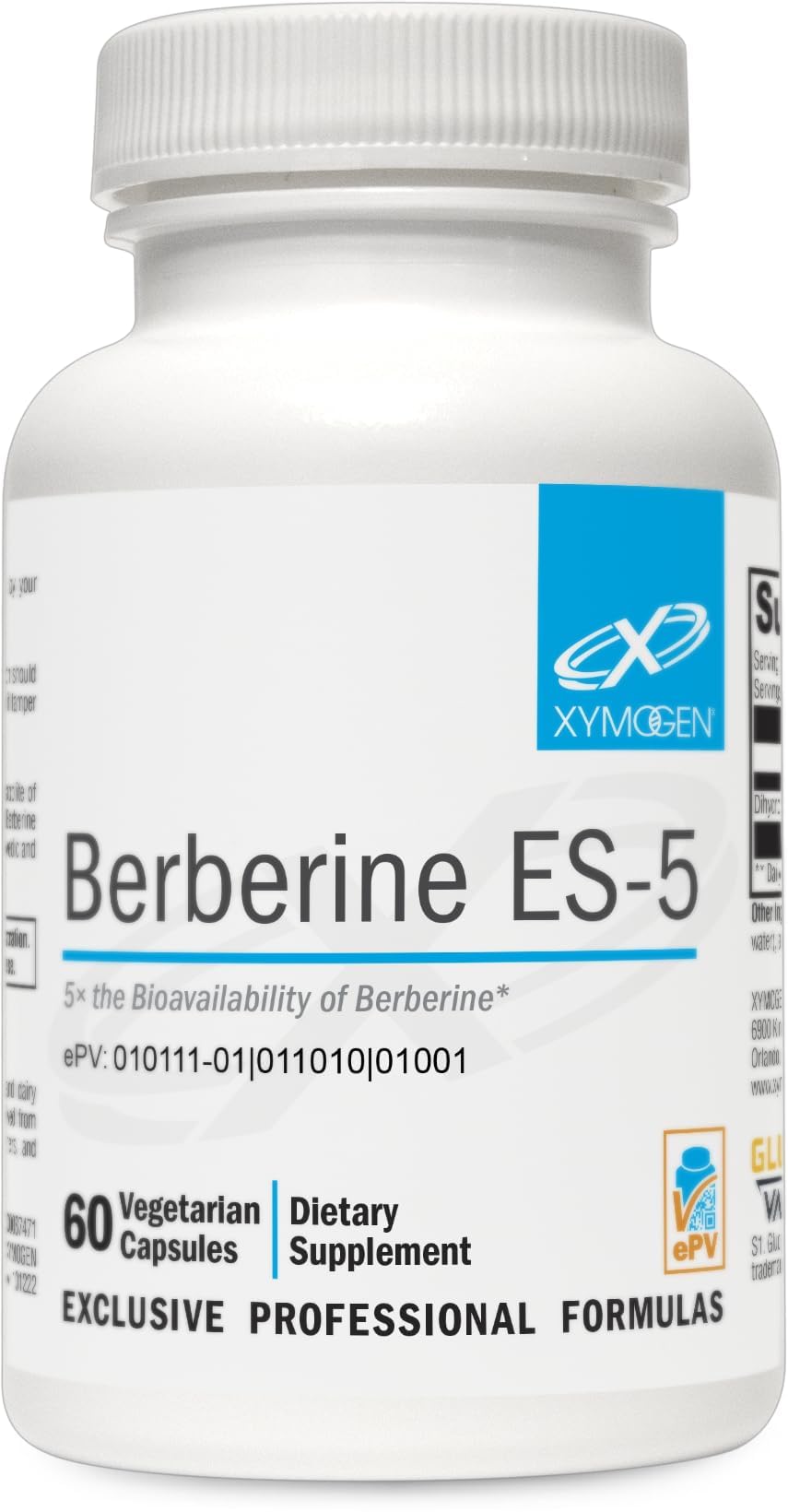 XYMOGEN Berberine ES-5 200 mg Dihydroberberine Supplement - Metabolic & Lipid Metabolism Support - Vegan, Non-GMO & Gluten-Free Capsules, 60 Count
