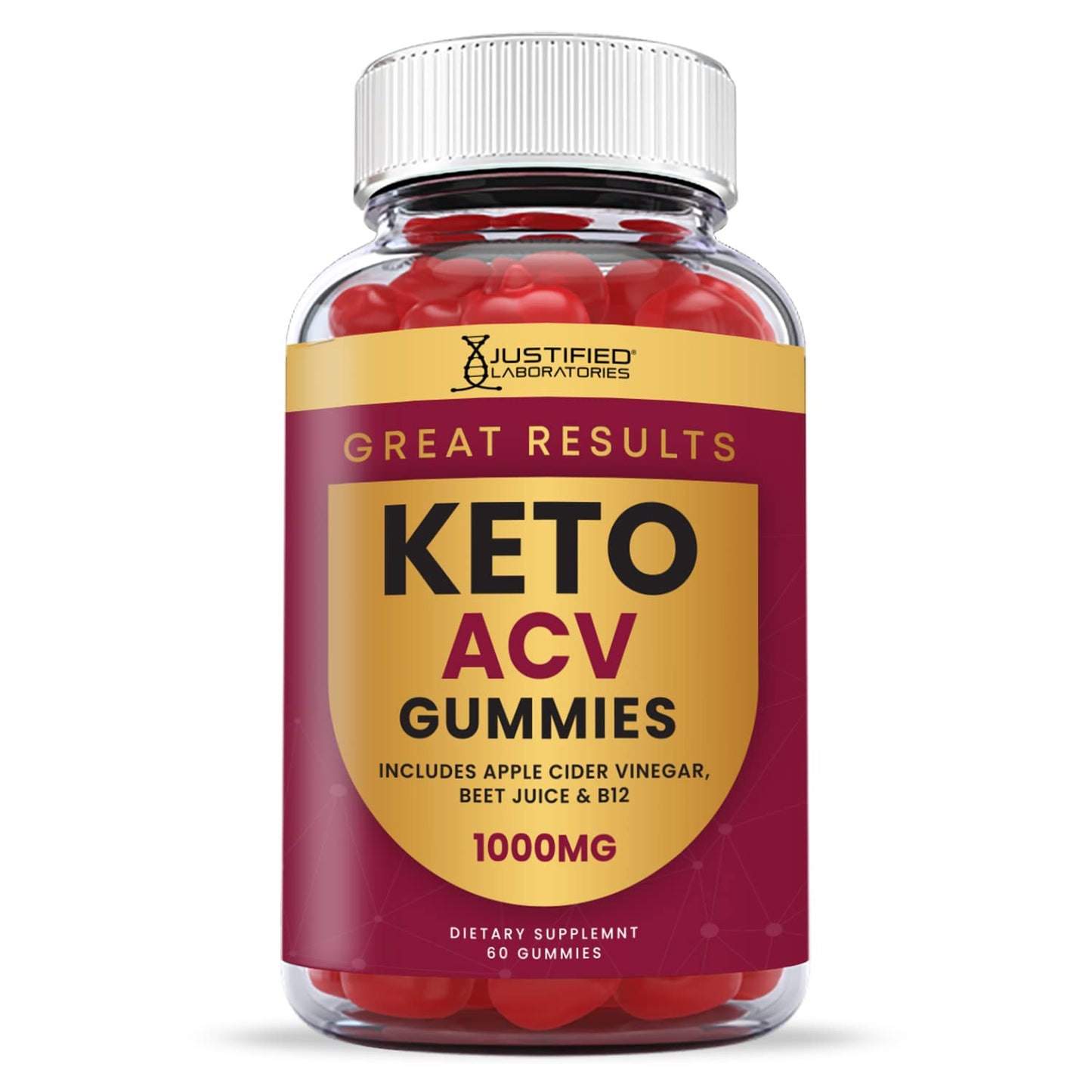 Justified Laboratories Great Results Keto ACV Gummies Advanced Formula 1000MG, 600 Gummies