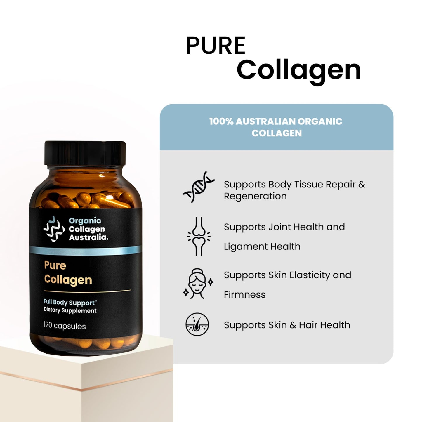 Organic Collagen Australia Pure Hydrolyzed Collagen Capsules, 120 Capsules