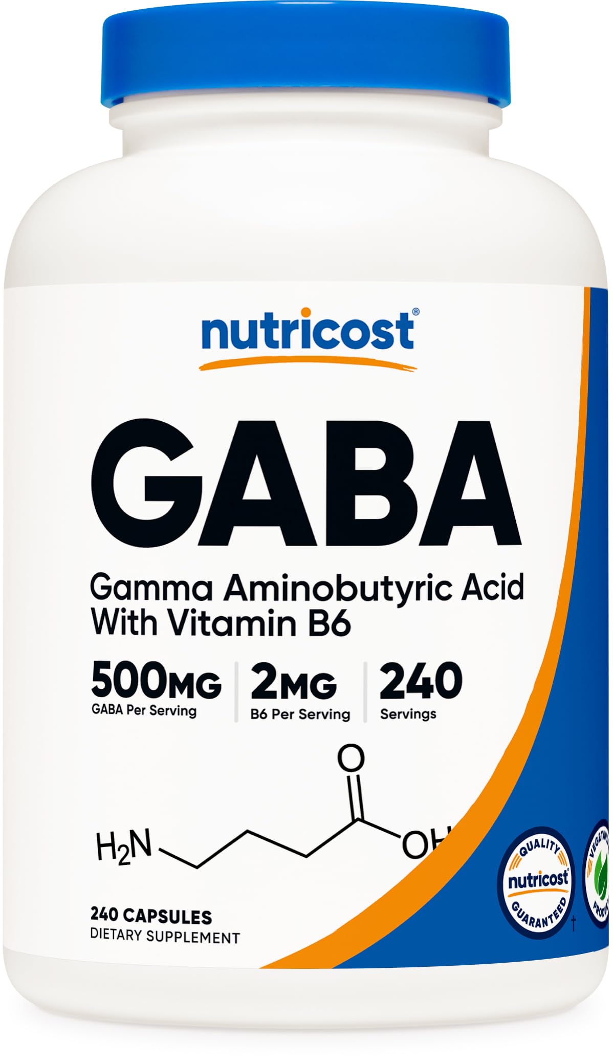 Nutricost GABA + Vitamin B6, 500mg per Serving, 240 Capsules