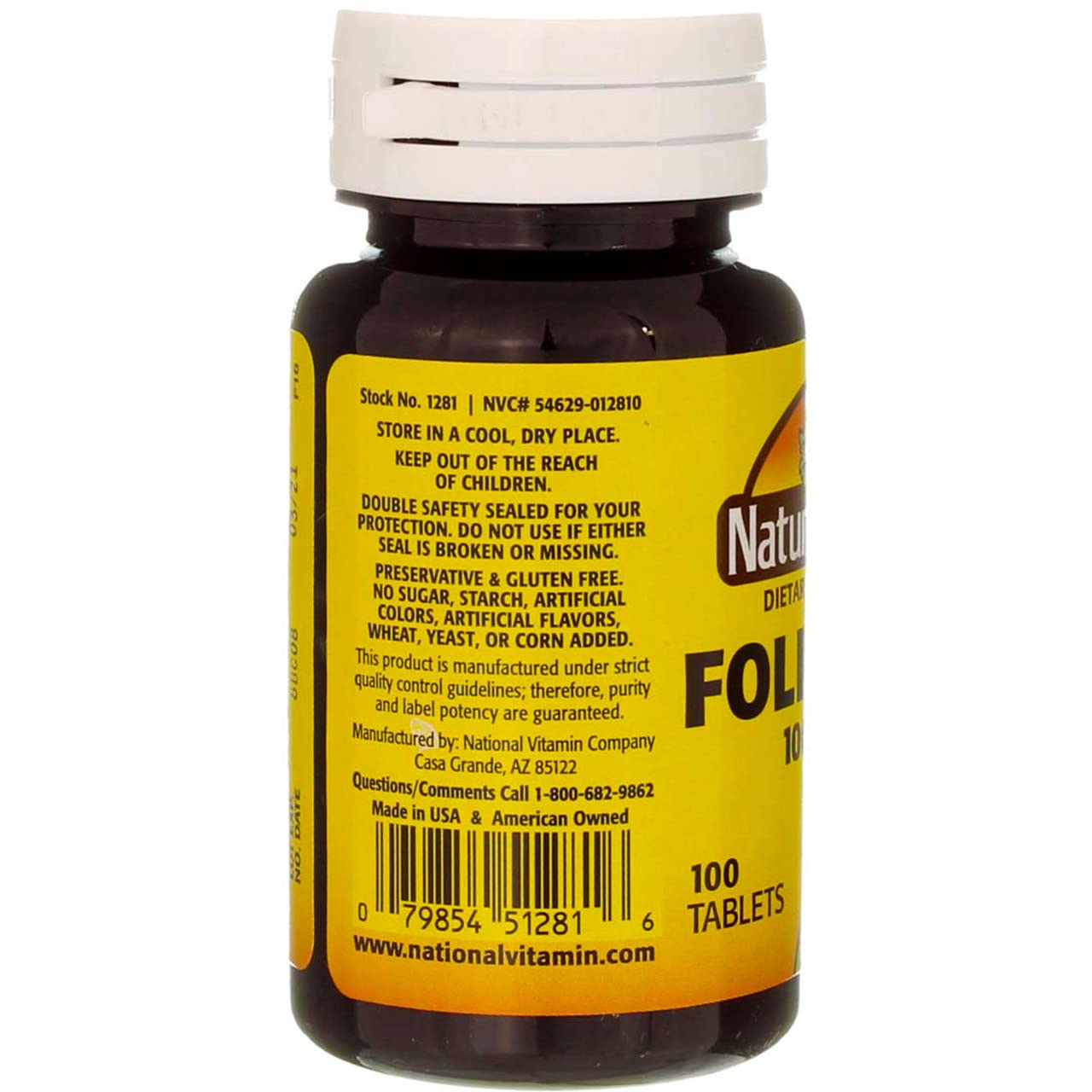 Nature's Blend Folic Acid 1000mcg Tablets, 400 Count