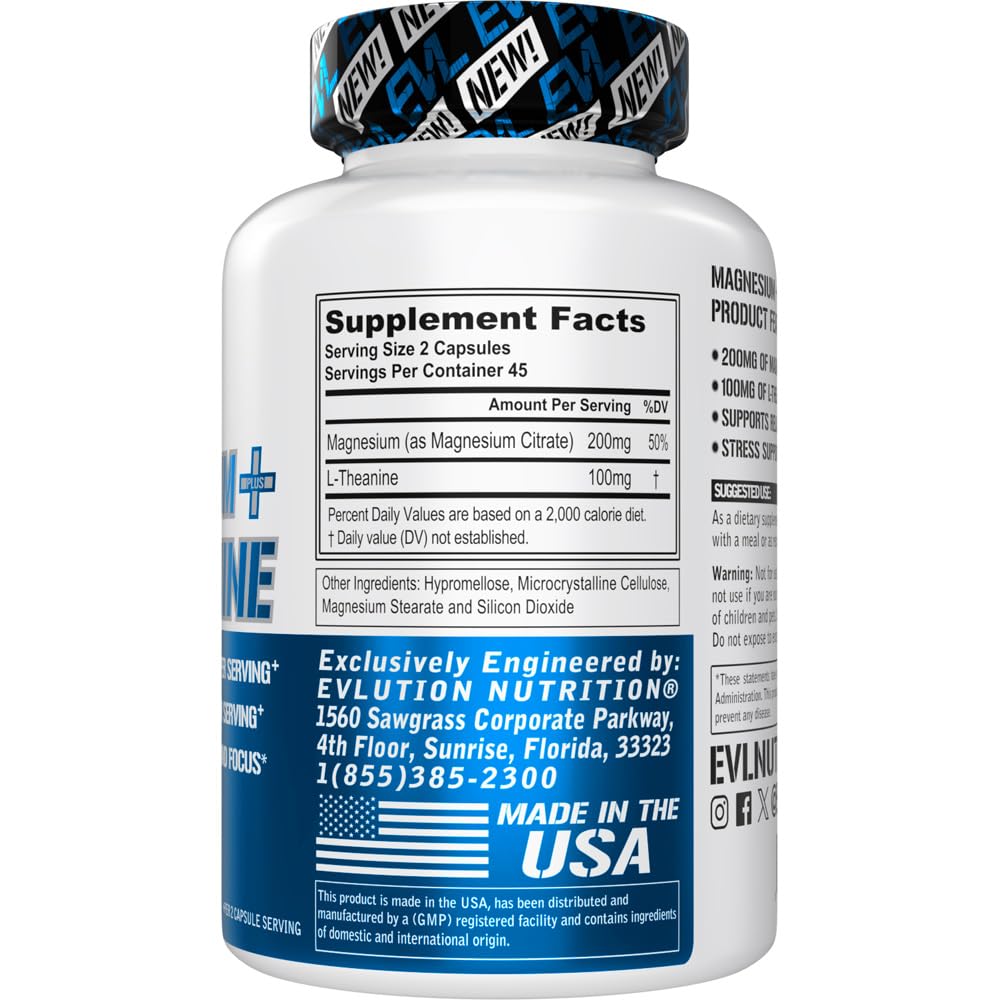 Evlution Magnesium L-Theanine Capsule 90 Count
