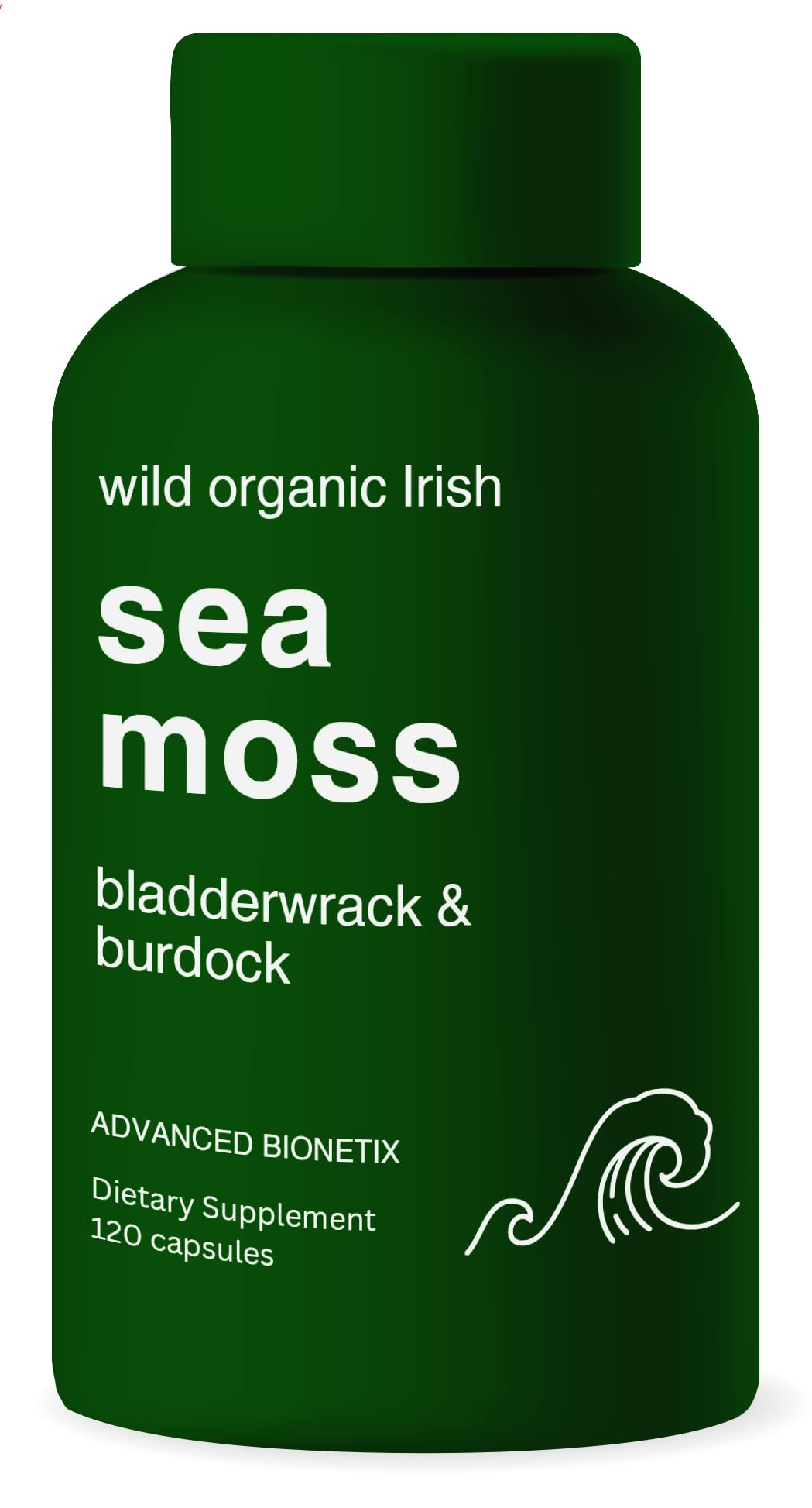 Advanced Bionetix Organic Irish Sea Moss with Bladderwrack & Burdock Root, 120 Capsules