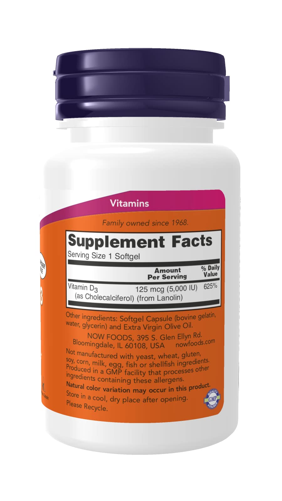 NOW Foods Vitamin D-3 5000 IU Capsules 240