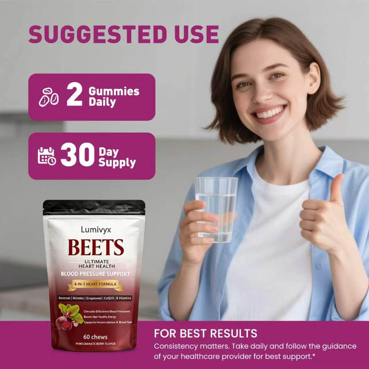 Lumivyx Beet Chews Gummy, 60 Count