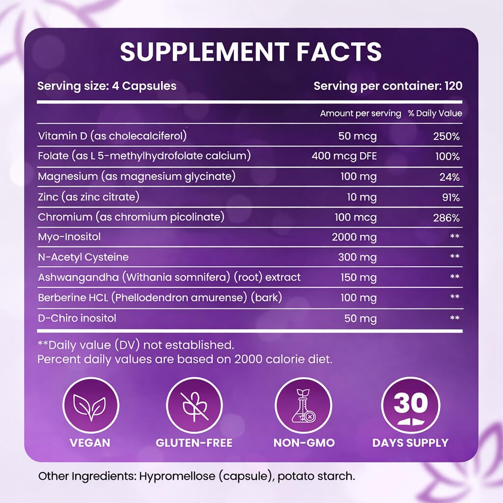 The Pink Bloom Myo & D-Chiro Inositol 40:1 Ratio Capsules, 120 Count