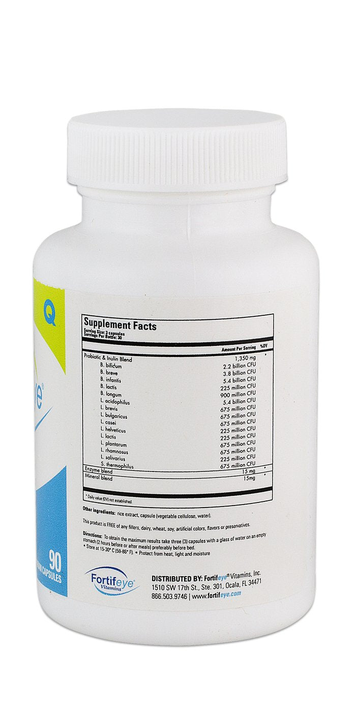 Fortifeye Vitamins Probiotic Bacteria Vegan Supplement with Digestive Enzymes 90 Capsules