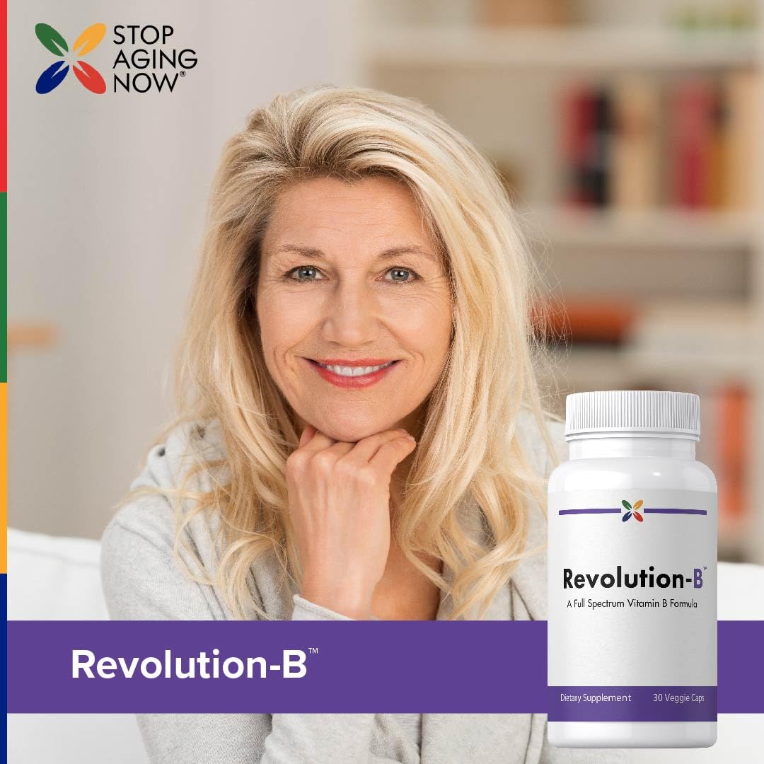 Stop Aging Now Vitamin B Complex Capsules with Folate 30 Count