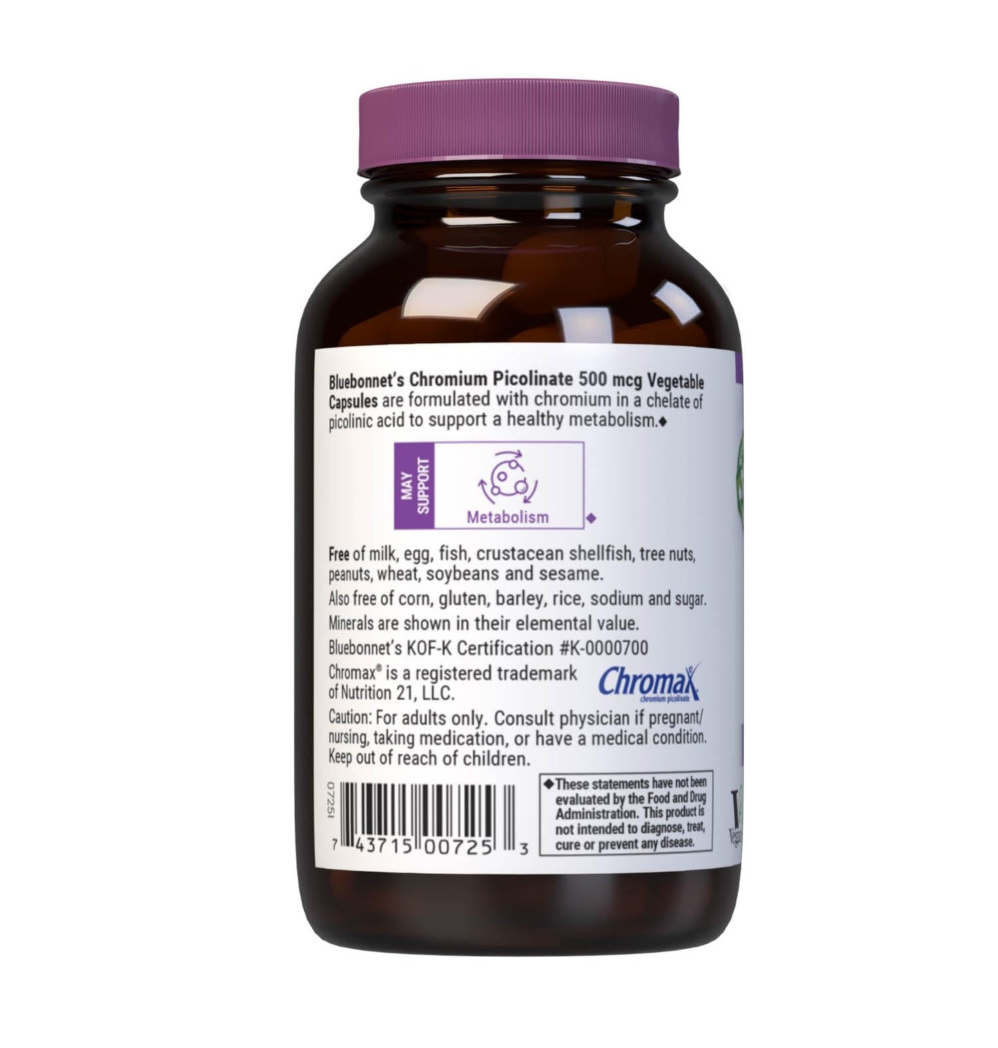 BlueBonnet Chromium Picolinate 500 mcg Capsules, 100 Count
