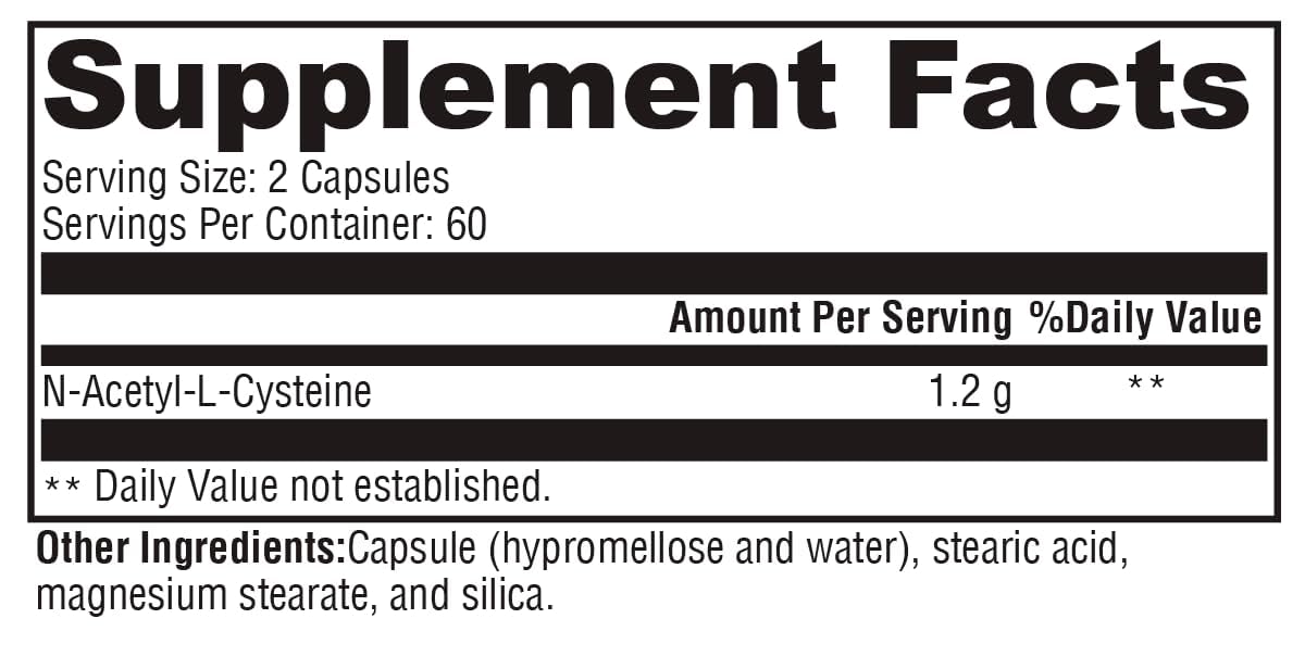 XYMOGEN NAC 1200 mg N-Acetyl-Cysteine Capsules, 120 Count