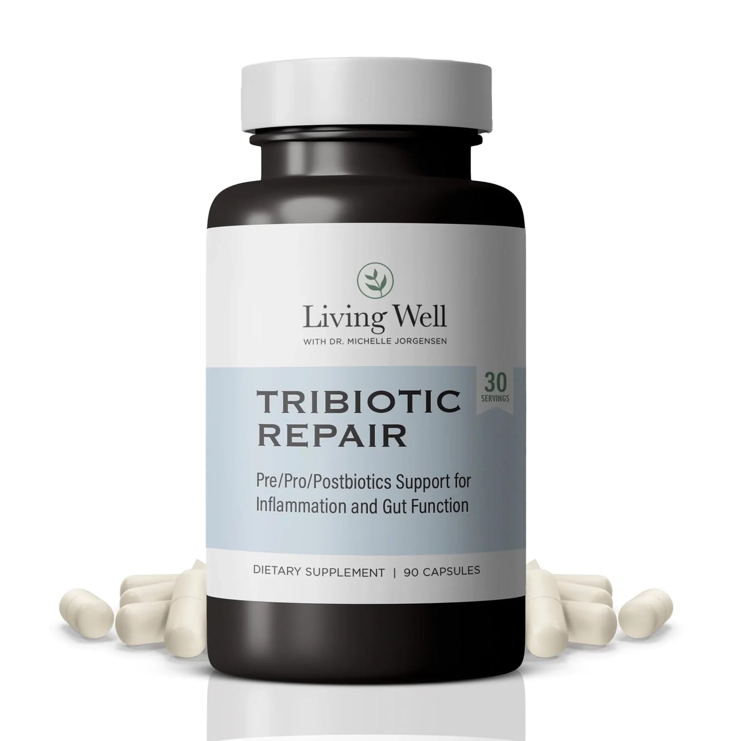 Living Well with Dr. Michelle Tribiotic Repair Probiotic Prebiotic Supplement Capsules 30