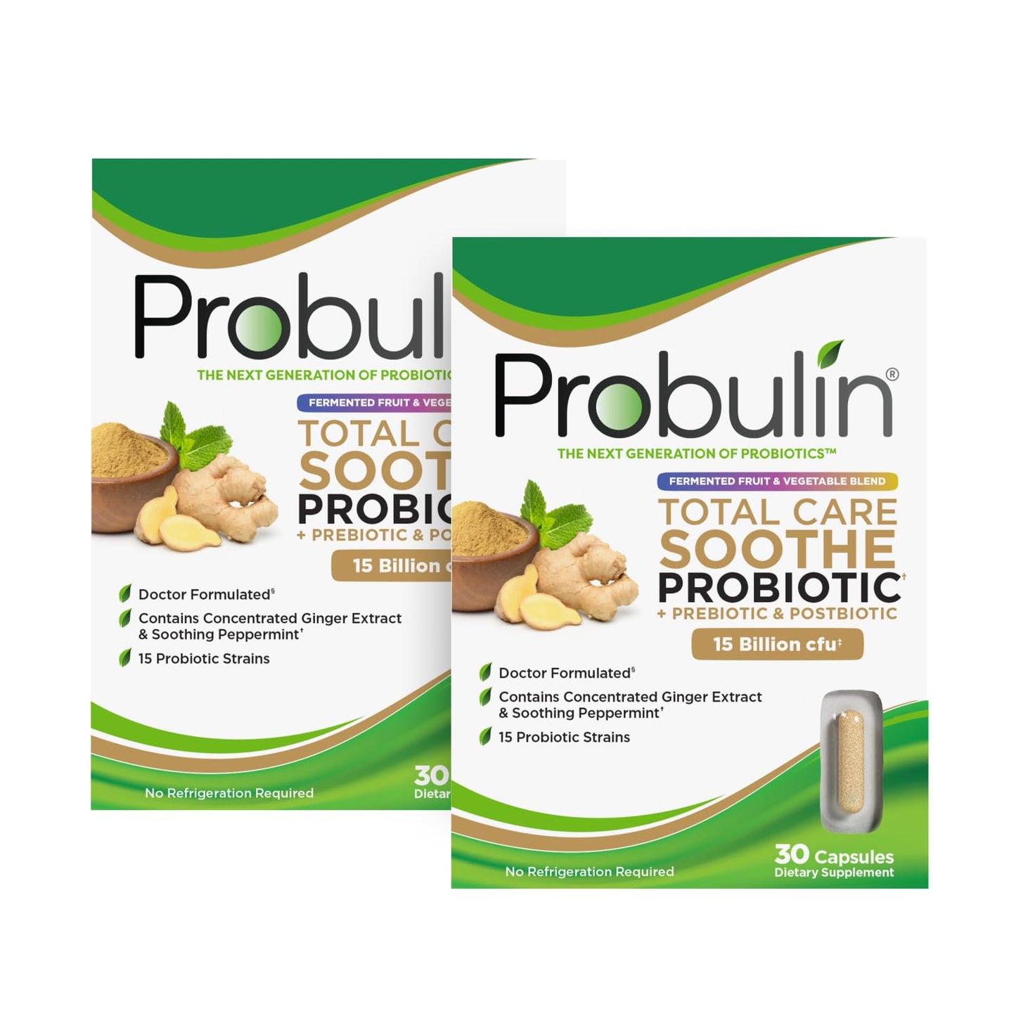 Probulin Total Care Soothe Prebiotics + Probiotics + Postbiotics + Ginger + Peppermint, 60 Capsules
