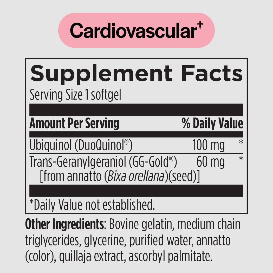 PureFormulas CoQ10 Supplement for Heart Health, Enhanced Absorption with Geranylgeraniol (gg-Gold), Dairy-Free, Gluten-Free, Non-GMO, Supports Cellular Energy & Mitochondrial Function, 60 Softgels