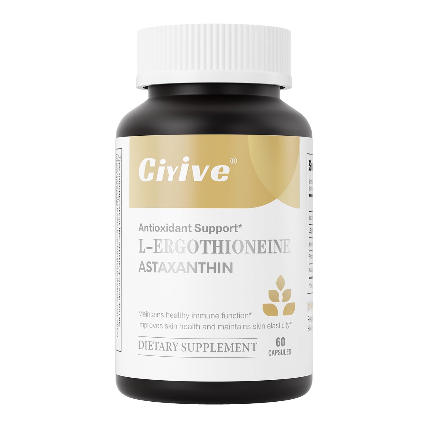 Ciyive Natural Ergothioneine Mushroom Dietary Supplement Capsule, 60 Capsules
