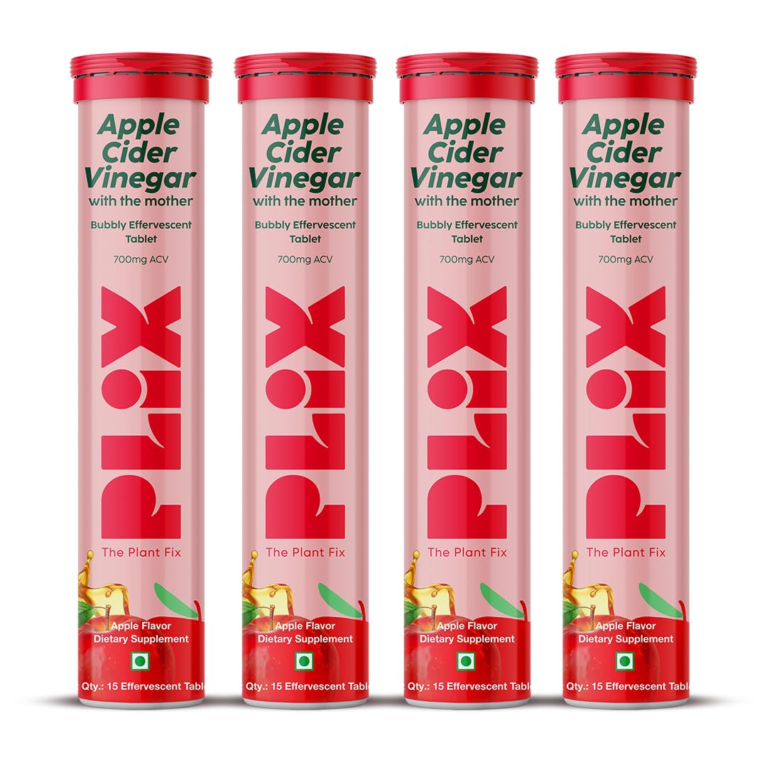 PLIX - THE PLANT FIX Apple Cider Vinegar 15 Effervescent Tablet 60 Tablets