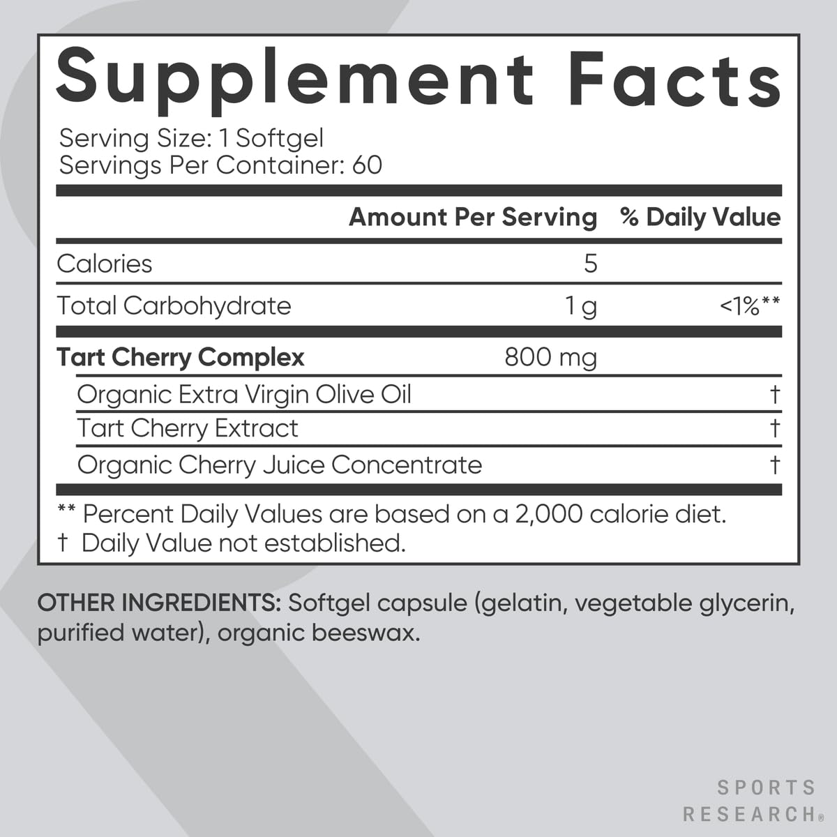 Sports Research Tart Cherry Softgels 60 Count