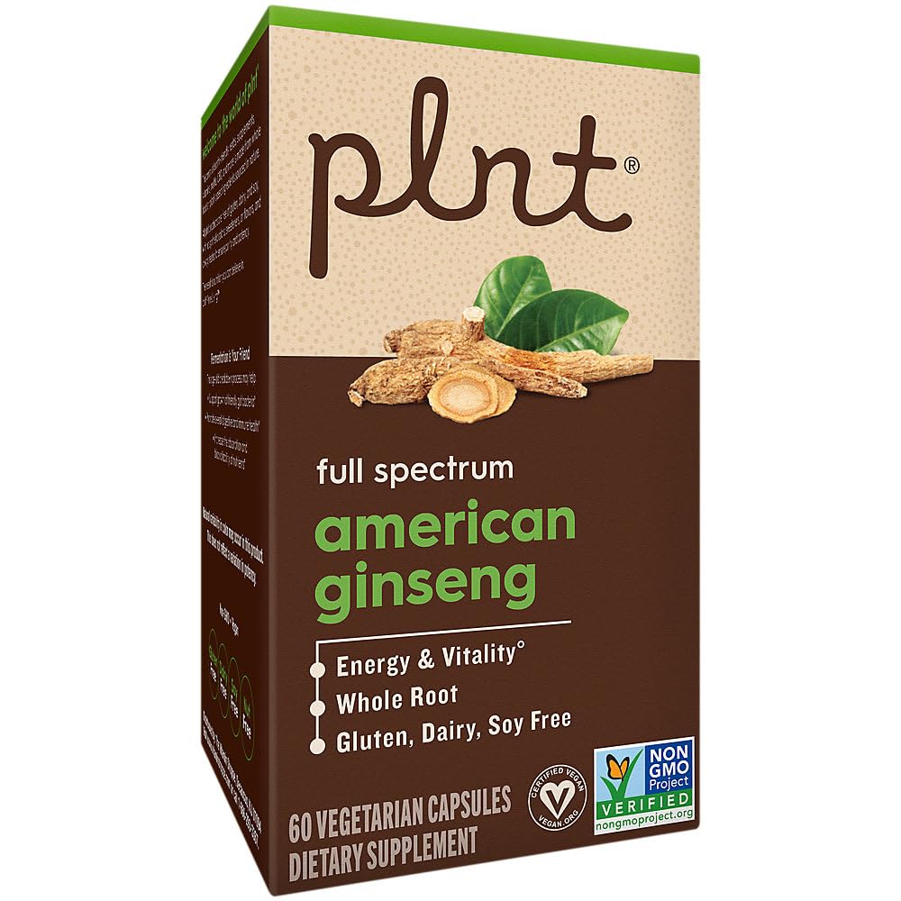 plnt American Ginseng Full Spectrum Whole Root Capsules 60
