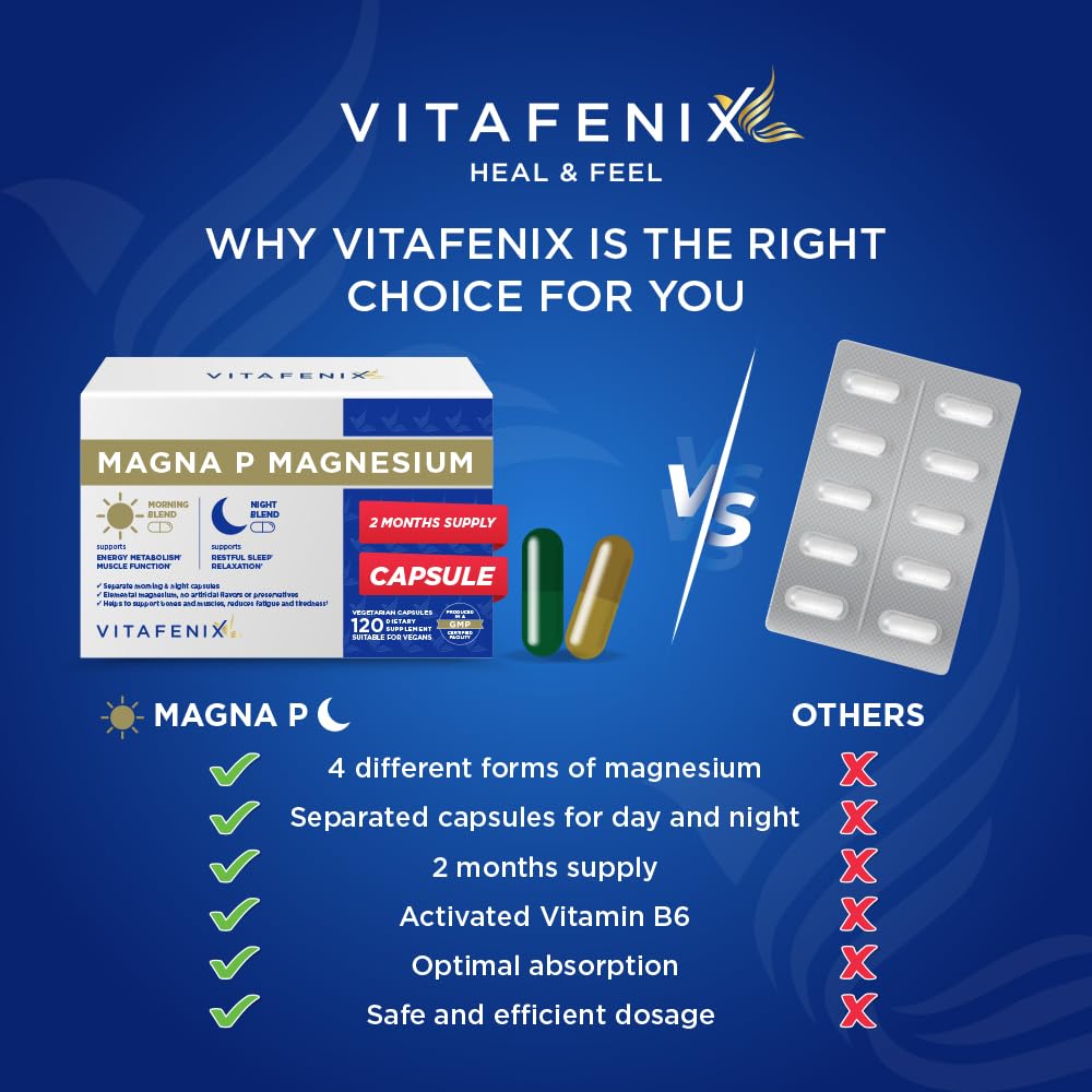 Vitafenix Magnesium Complex 4 in 1 & Glycinate with B6, Citrate, Malate, Taurate Capsules 120