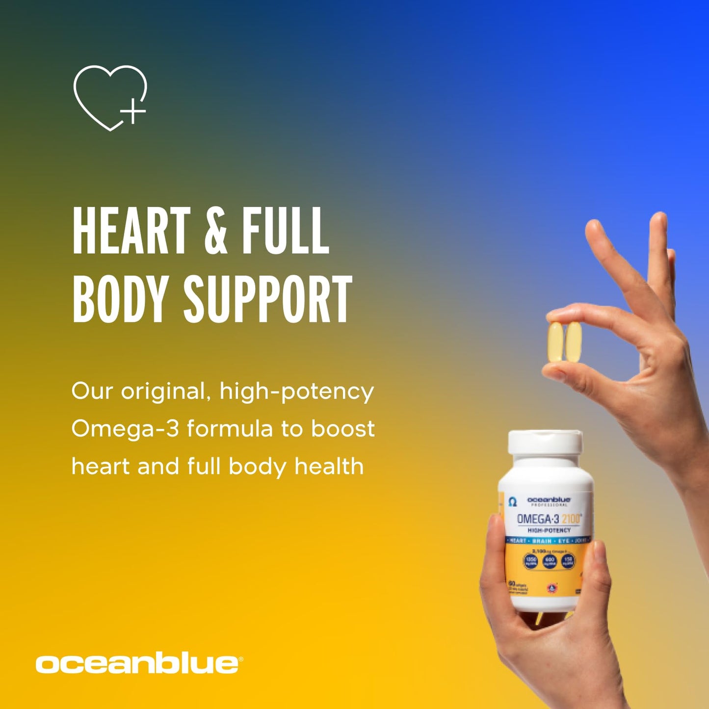 Oceanblue Omega-3 2100 – Triple Strength DPA EPA DHA Omega 3 Supplement Softgels, 120 Count