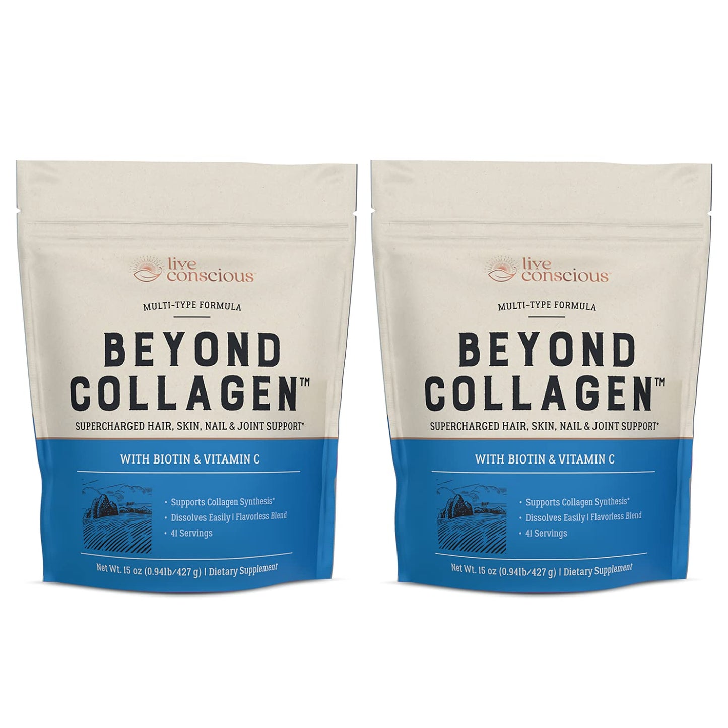Live Conscious Beyond Collagen Multi Collagen Powder w/ Types I, II, III, V & X, 30-Count