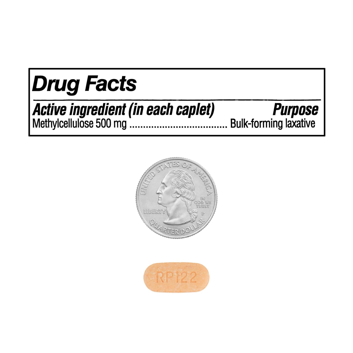 KP+ Equate Fiber Therapy Caplets with Methylcellulose 500 mg, 100 Caplets