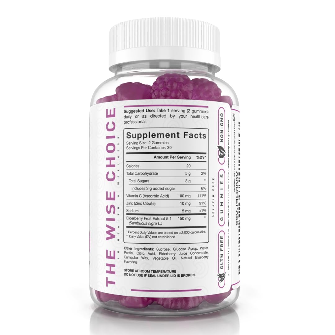 PUREFINITY Elderberry Gummies with Sambucus, Vitamin C, and Zinc 60 Count